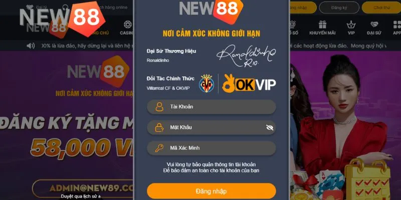 Các bước New88 đăng nhập trên website